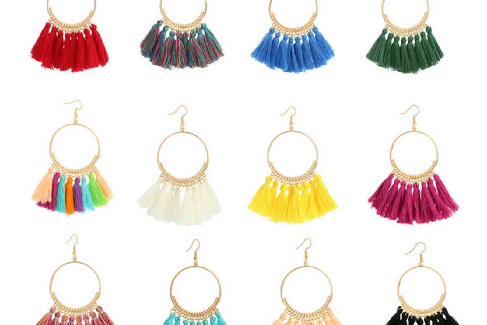 Colorful Wooden Round Dangle Drop Earrings – Trendy Fashion Accessory